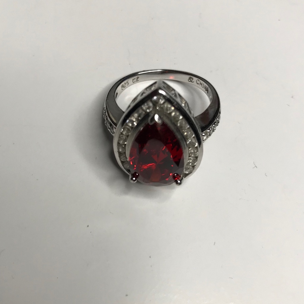 Simulated Halo Ruby & Cz Ring